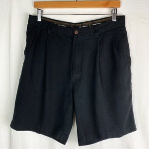 Tommy Bahama Black Front Pleated Dress Shorts Relax 100% Silk size 34